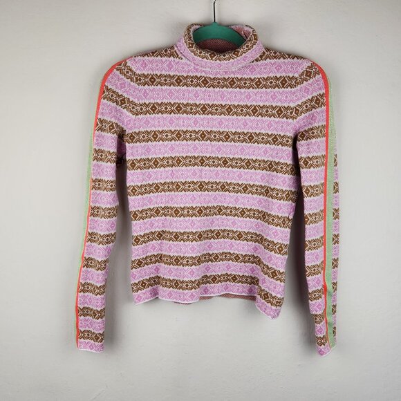 Anthropologie Maeve Ski Slope Fair Isle Colorful Knit Turtleneck Sweater XS - Picture 1 of 10